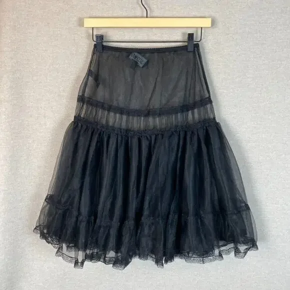 Widow Womens Sheer Mesh Midi Skirt Size M Goth Grunge Vampy Witchy Shadow Kiss - Picture 4 of 10